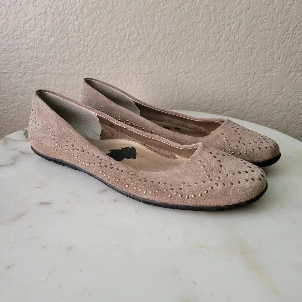 Vaneli Brown Studded Flats Rubber Sole 9